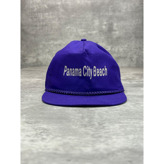 Vintage 90s Panama City Beach Graphic Spellout Strapback Hat OSFA