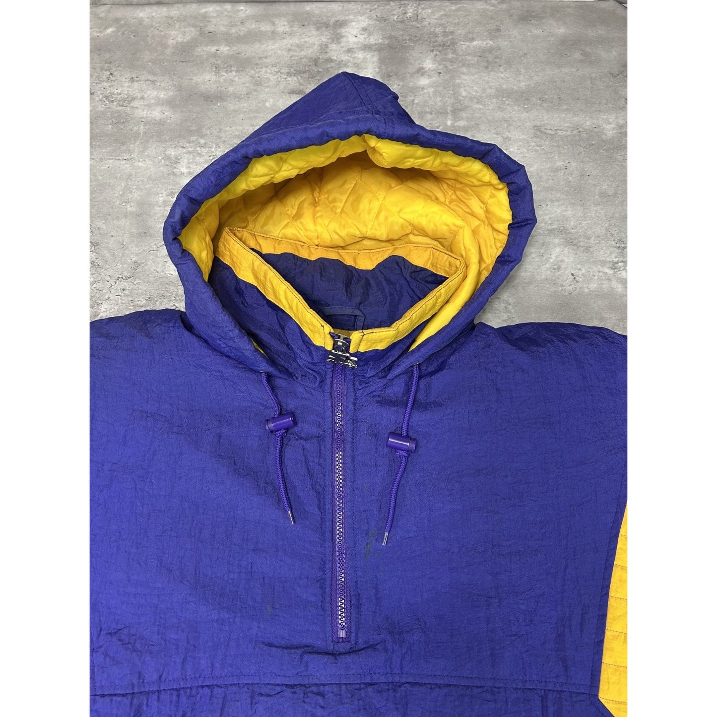 Vintage 90s Minnesota Vikings NFL 1/2 Zip Insulated Starter Jacket Size Large