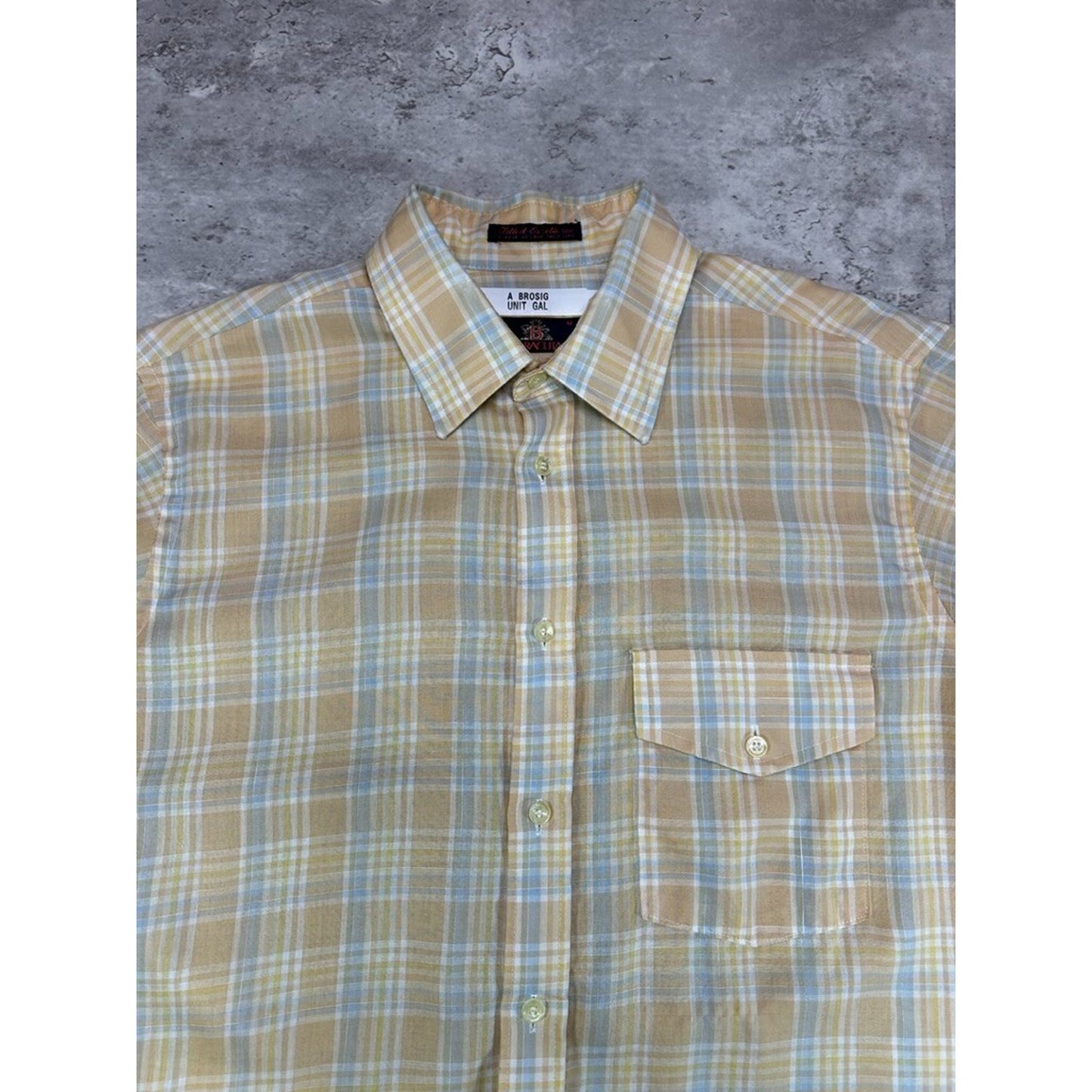 Vintage 90s Baracuta Single Pocket Plaid Reworked Cropped Button Up Shirt Sz Med