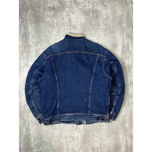 Vintage 1970s Lee Storm Rider Blanket Lined Dark Wash Denim Jacket Size Large