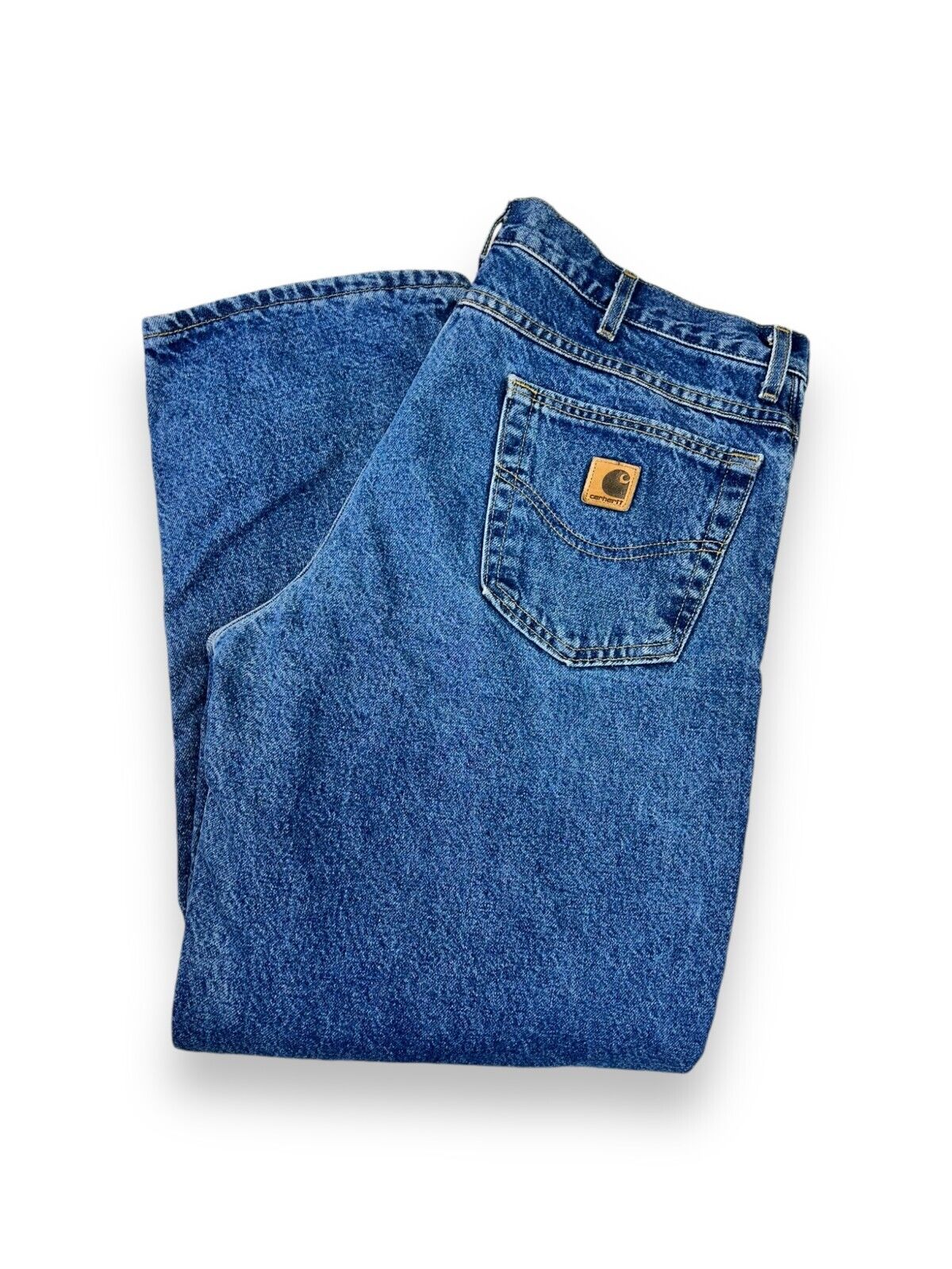 Vintage 90s Carhartt Plaid Lined Dark Wash Denim Workwear Pants Size 38W