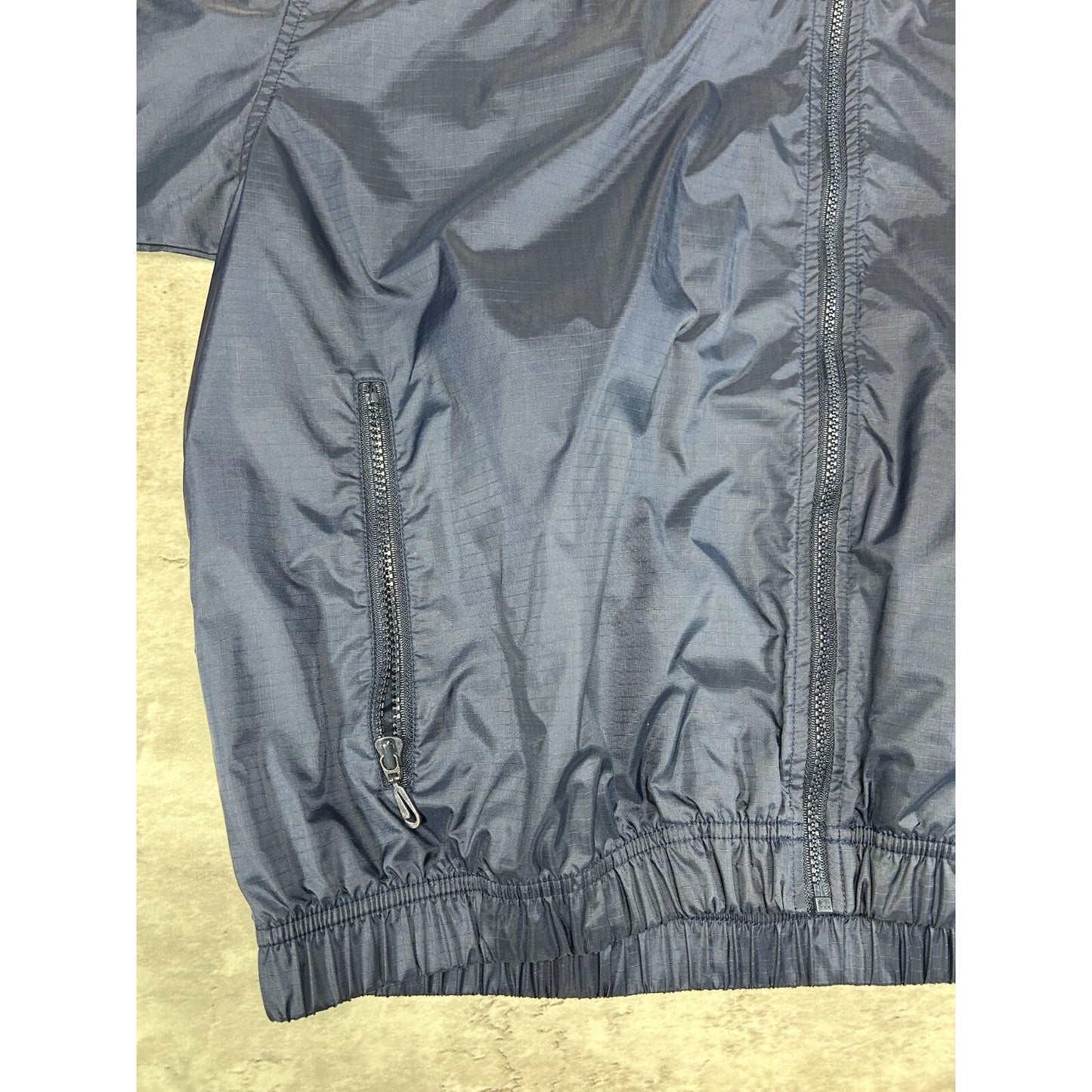 Vintage 90s Nike Embroidered Swoosh Two Tone Nylon Windbreaker Jacket Size Large