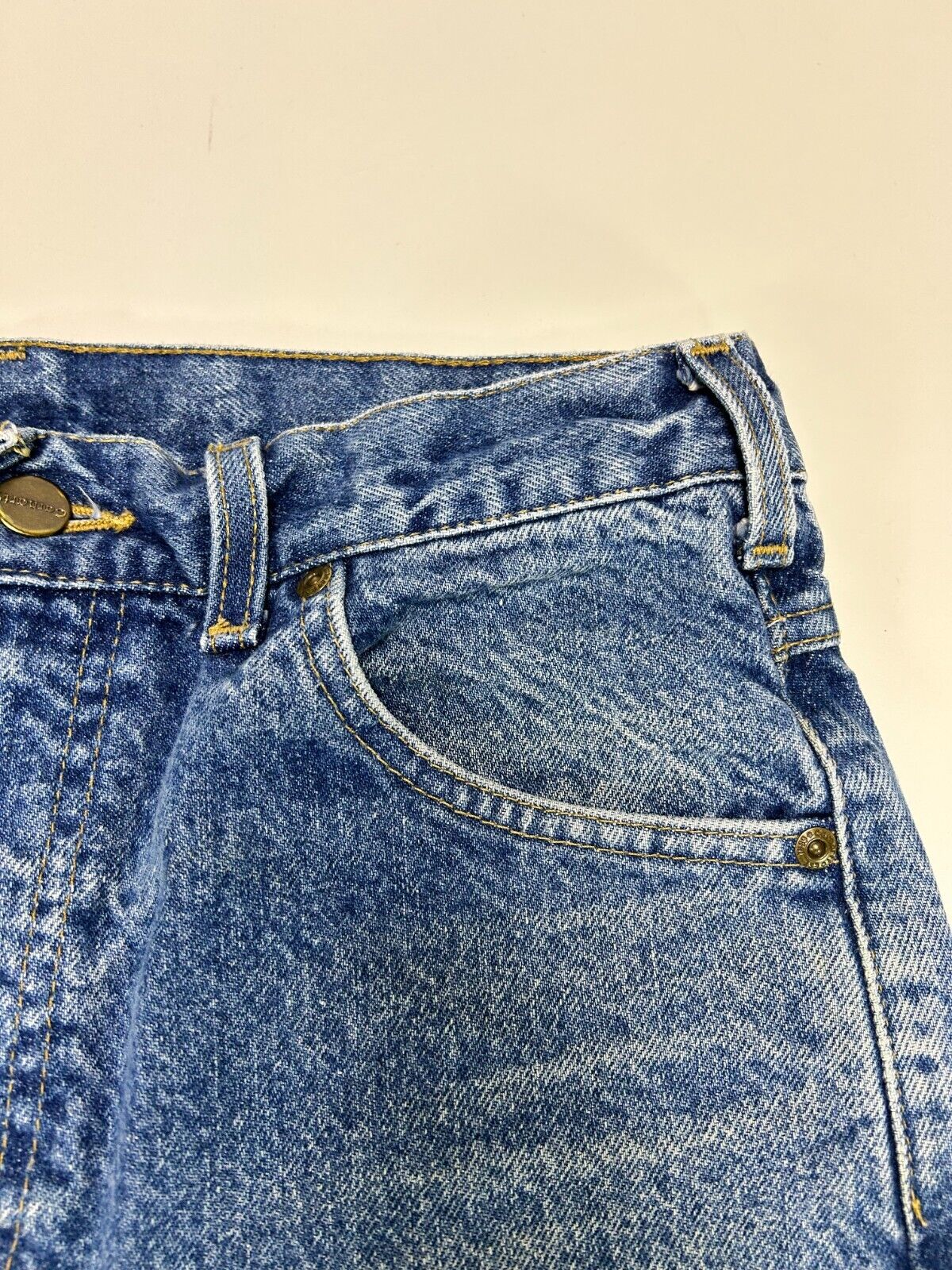 Vintage Carhartt Medium Wash Denim Work Wear Pants Size 30W Blue