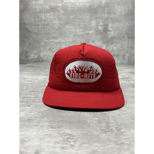 Vintage 80s/90s Fire-Rite Embroidered Patch Foam Snapback Trucker Hat OSFA Red