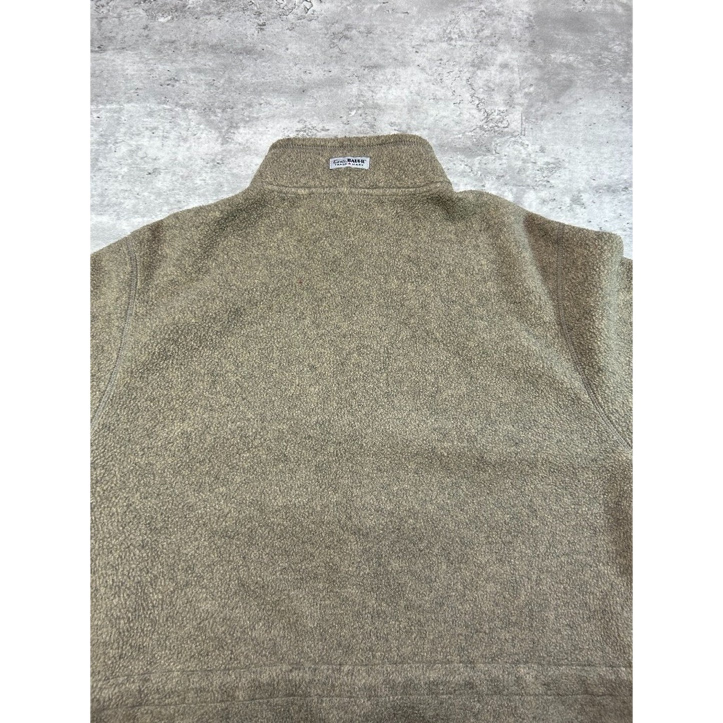 Vintage Eddie Bauer Fleece Full Zip Sweatshirt Size Large Beige