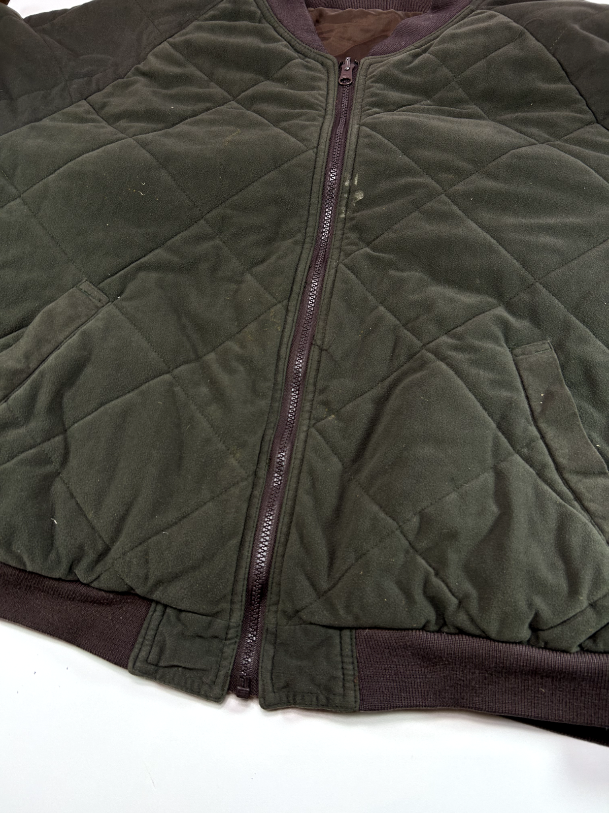 Vintage Cabelas Reversible Quilted Nylon Bomber Hunting Jacket Size XL Brown