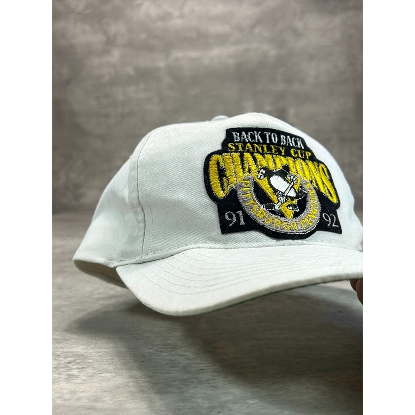 Vintage 1992 Pittsburgh Penguins NHL Back To Back Champs Snapback Hat OSFA