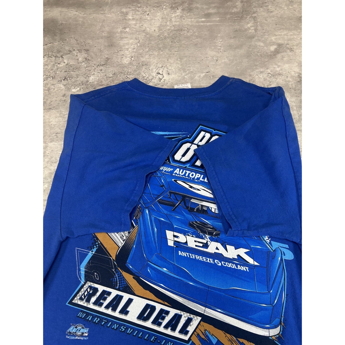 Vintage Don O'Neal #5 The Real Deal Racing Graphic T-Shirt Size Large Blue