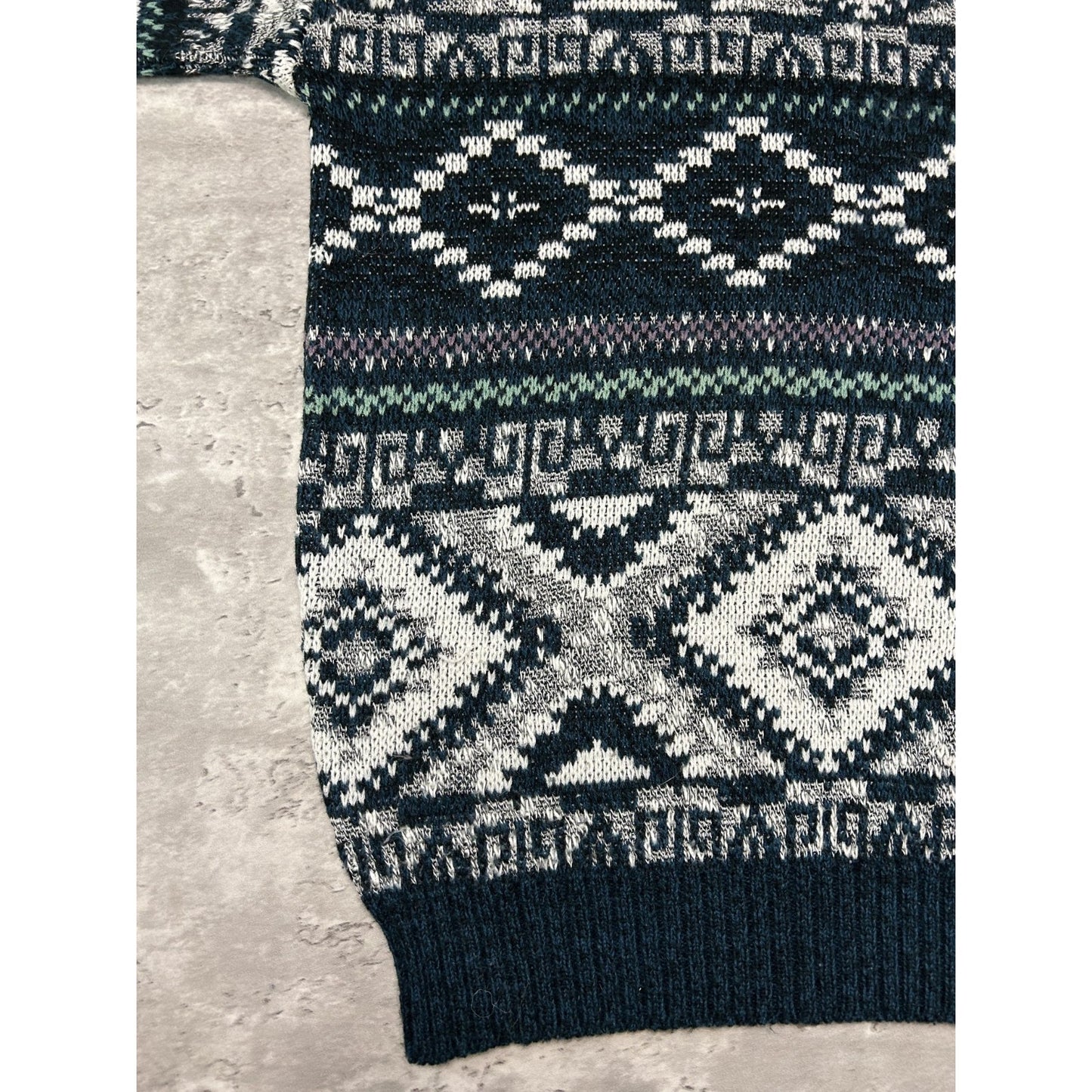 Vintage Michael Gerard Geometric Stripe Print Knit Sweater Size Medium