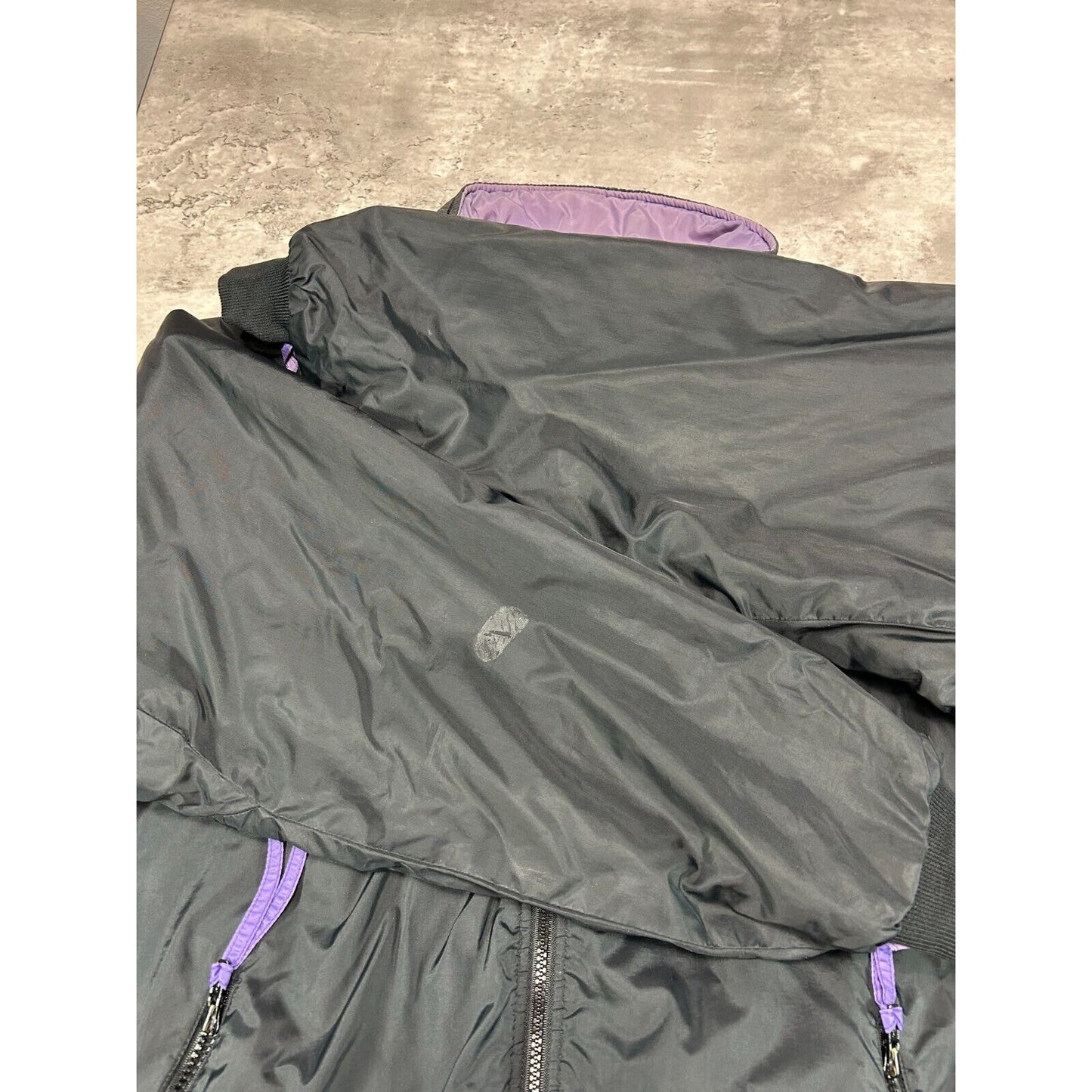 Vintage Columbia Reversible Nylon Full Zip Bomber Jacket Size Large Black