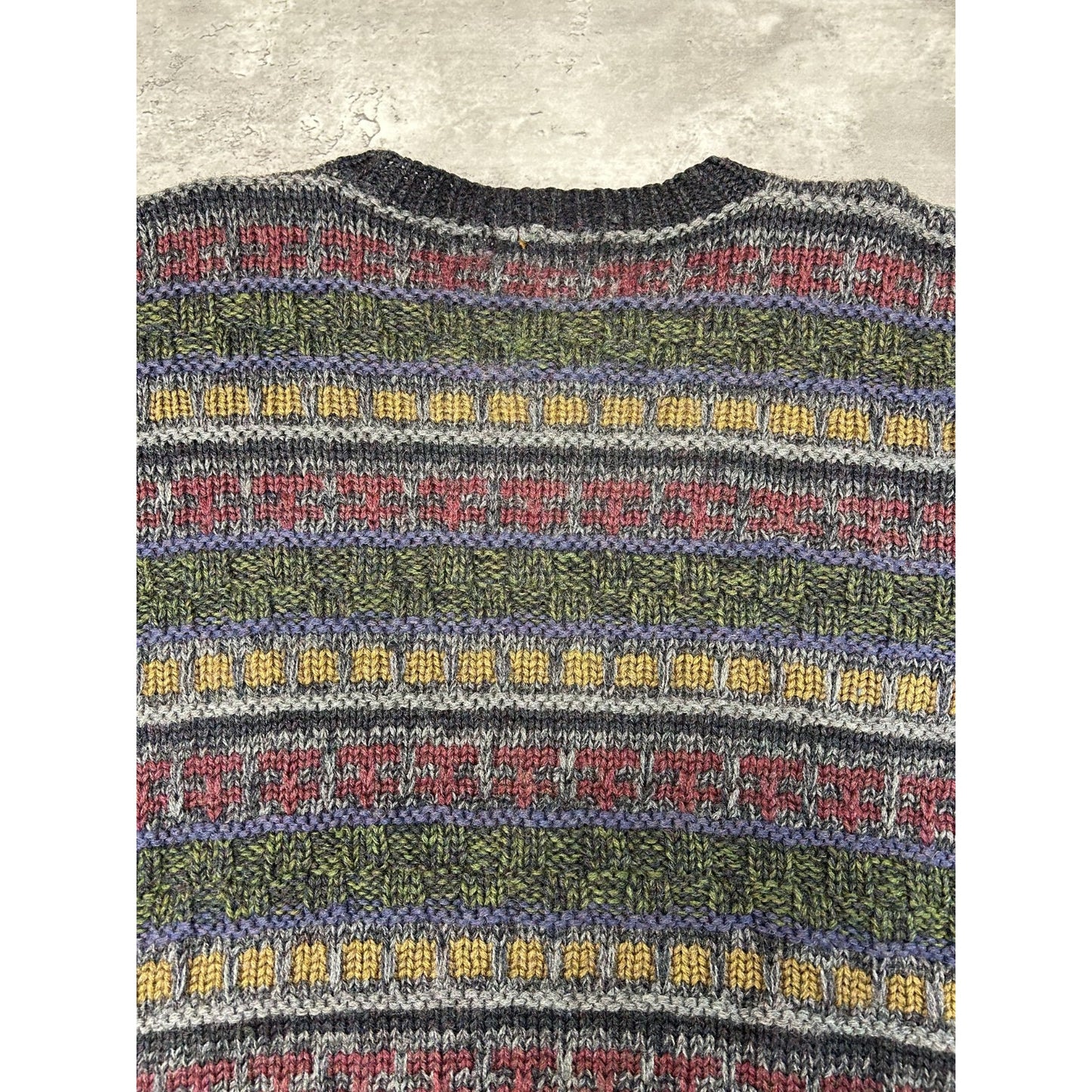 Vintage 90s Boston Traders Striped Print Pullover 100% Wool Knit Sweater Sz Med