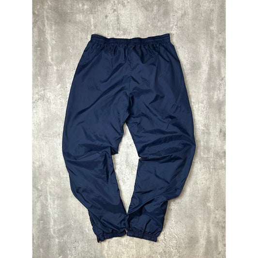 Vintage 90s Reebok Tonal Embroidered Logo Nylon Track Pants Size Medium Blue