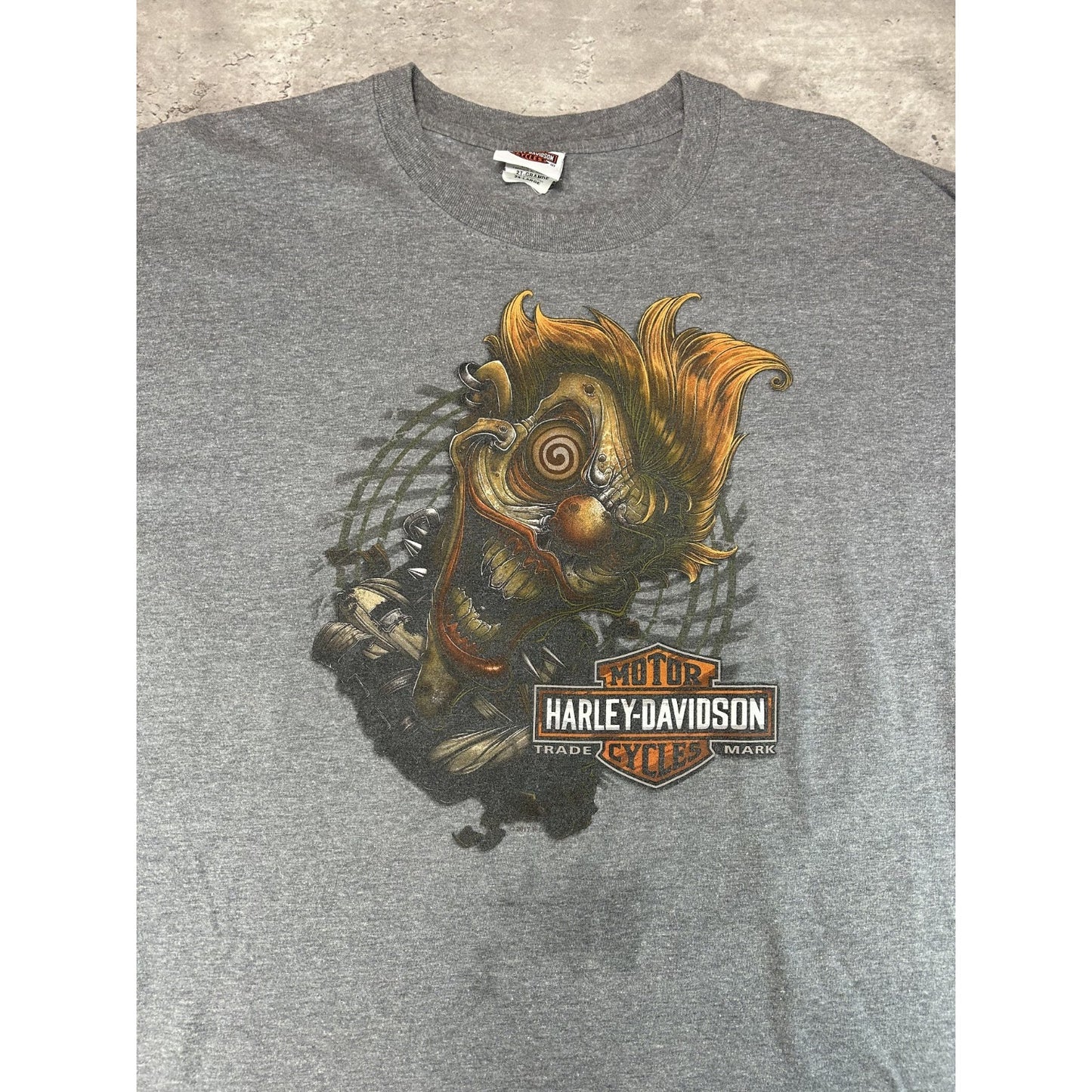 Harley Davidson Motorcycles Clown Graphic T-Shirt Size 2XL Gray