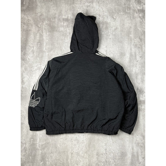 Vintage 90s Adidas Trefoil Spellout Nylon Insulated Jacket Size XL Black