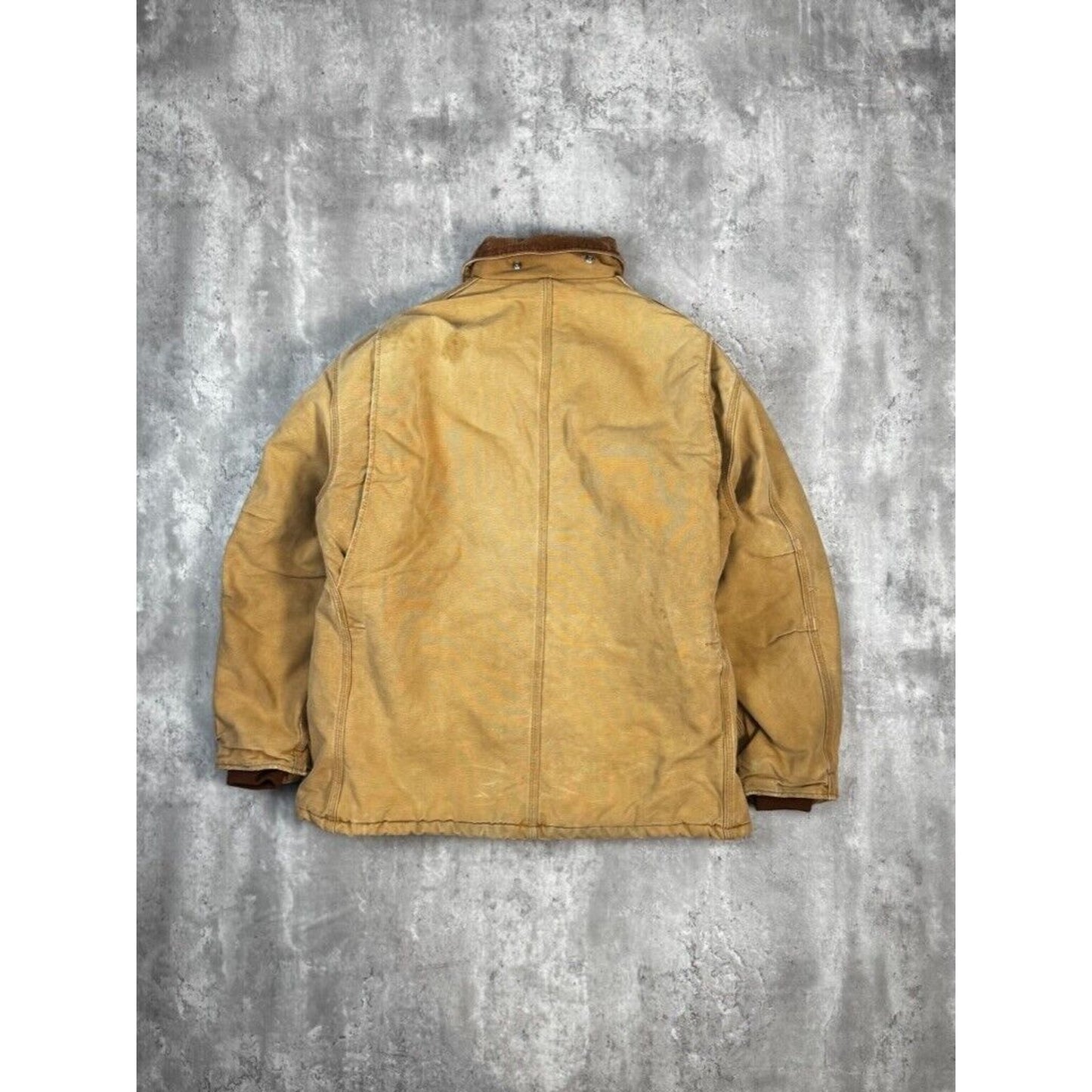 Vintage Carhartt Quilted Lined Canvas Work Wear Arctic Jacket Size XL Beige