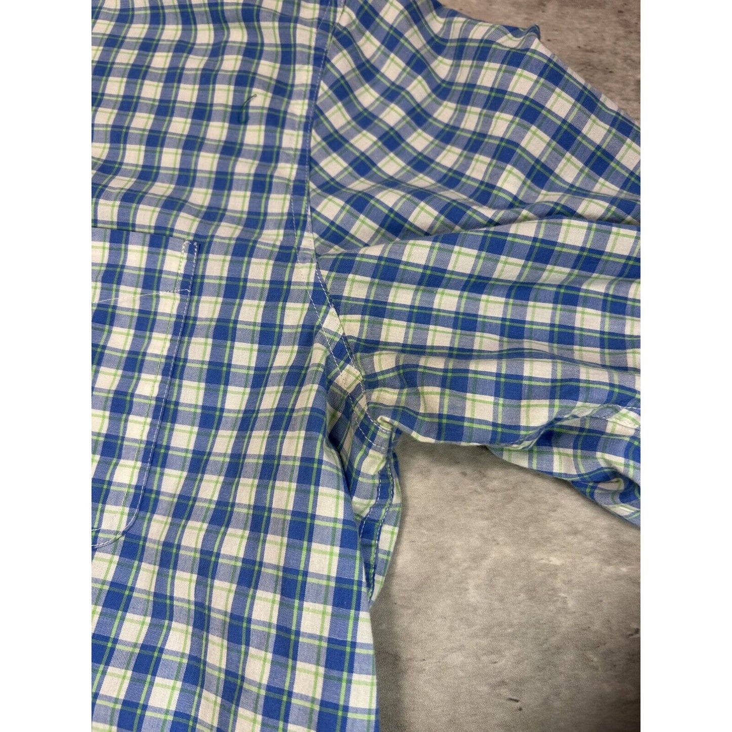 Vintage Chaps Plaid Short Sleeve Cropped Button Up Shirt Size XL