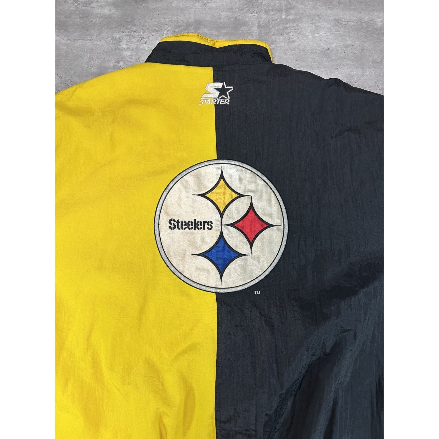 Vintage 90s Pittsburgh Steelers NFL Insulated Starter Split Back Jacket Size XL