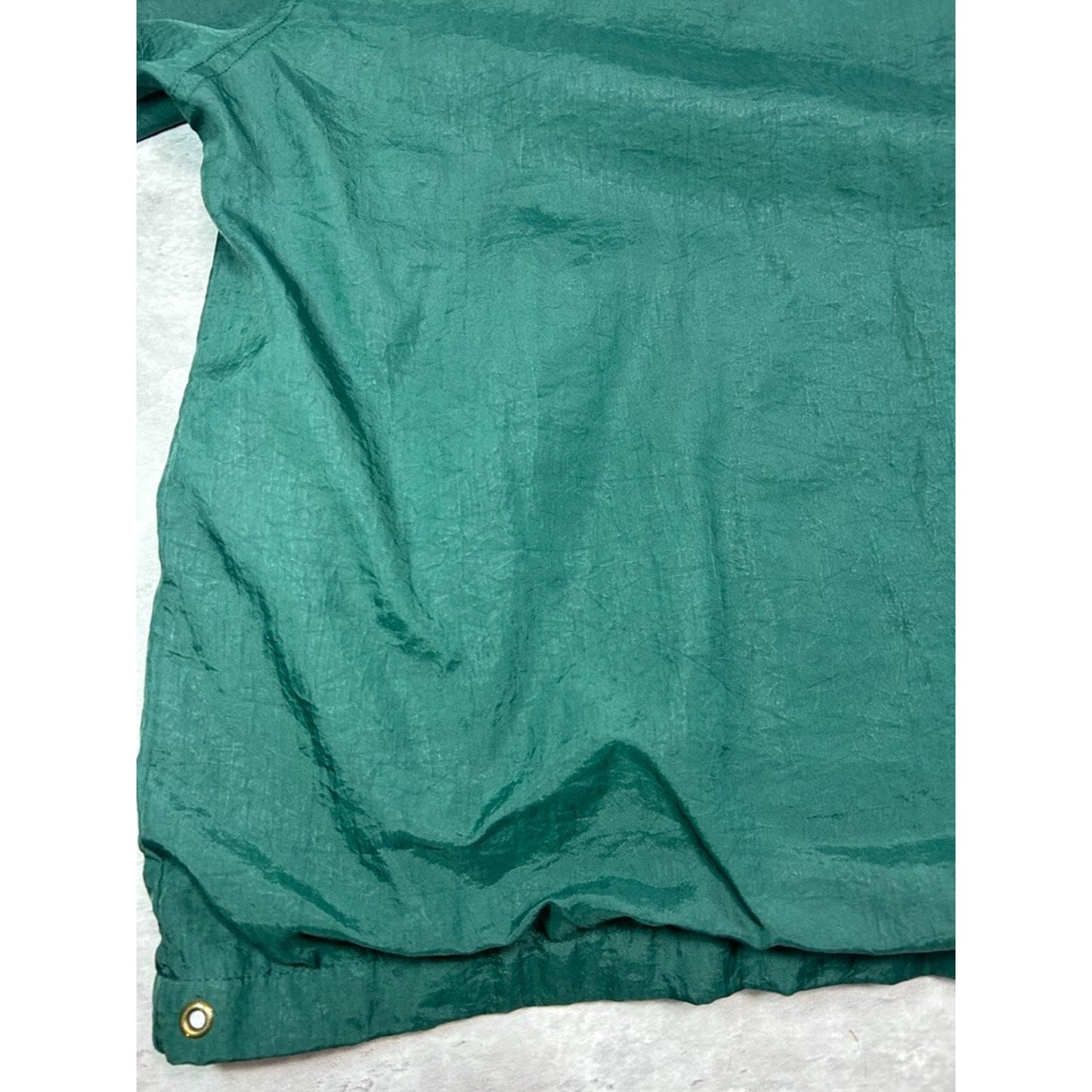 Vintage 90s Champion Embroidered Spellout Nylon Pullover Jacket Size XL Green