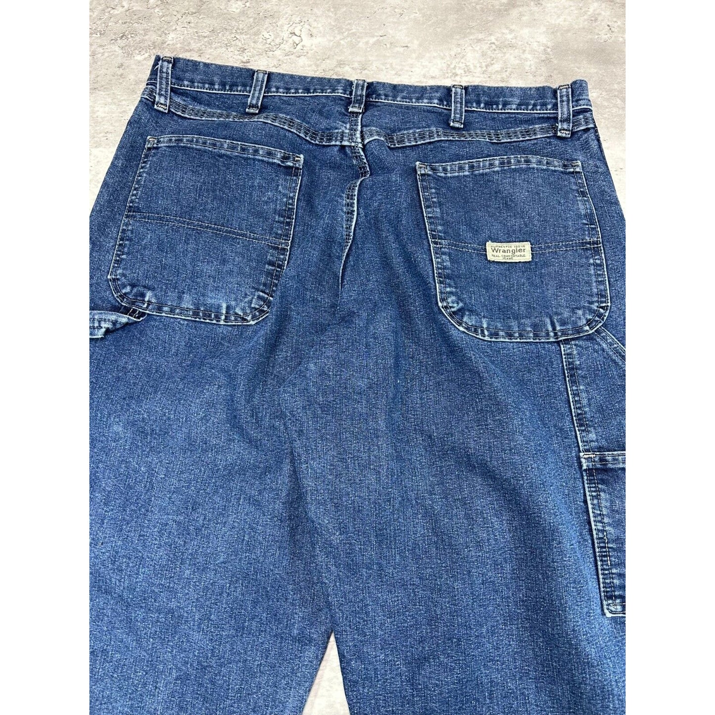 Vintage Wrangler Dark Wash Denim Workwear Carpenter Pants Size 37