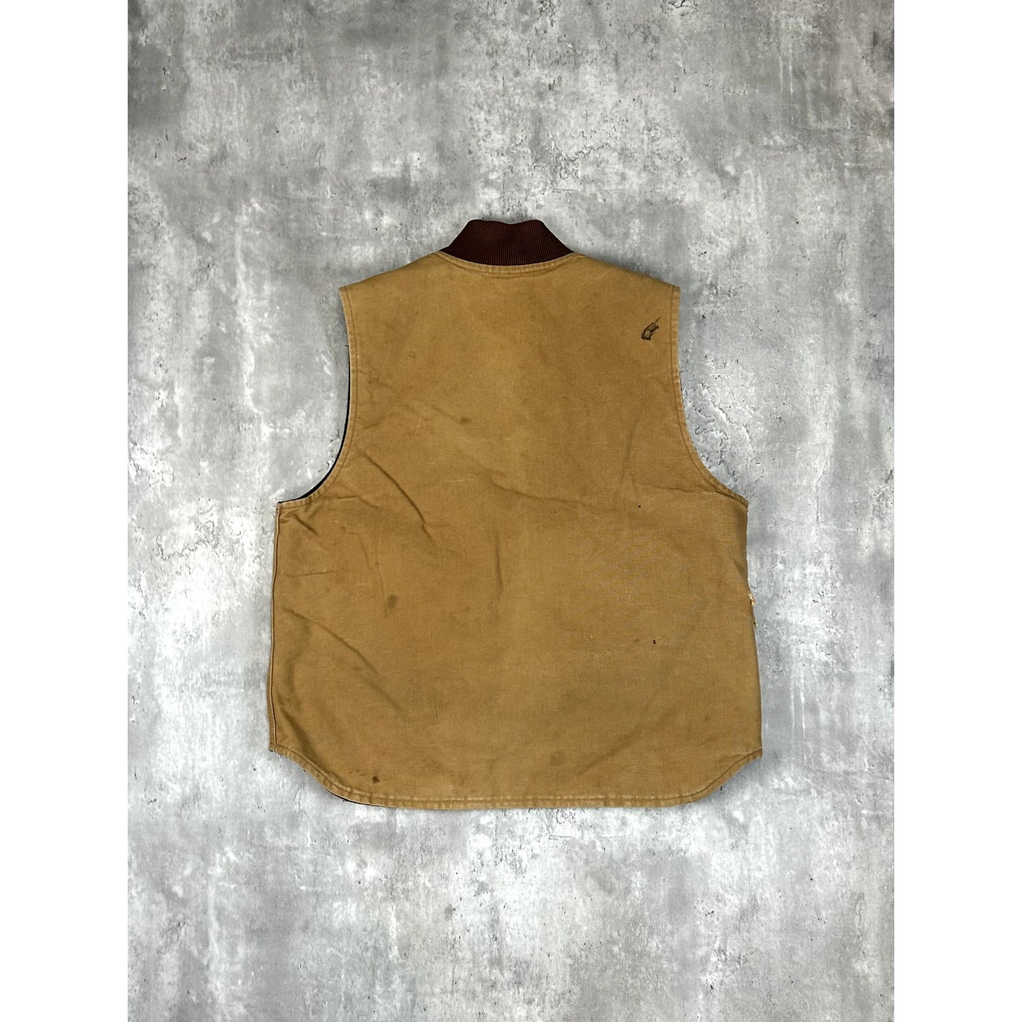Vintage Carhartt Quilted Lined Canvas Workwear Vest Size Large Beige V01 BRN