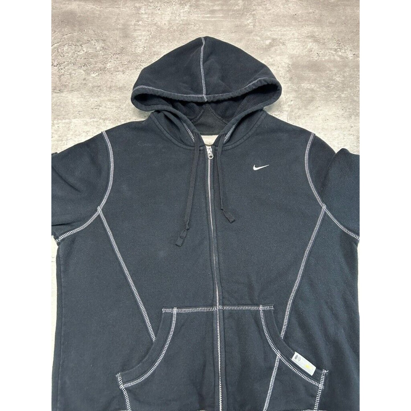 Vintage Womens Nike Embroidered Swoosh Full Zip Hooded Sweatshirt Size XL Black