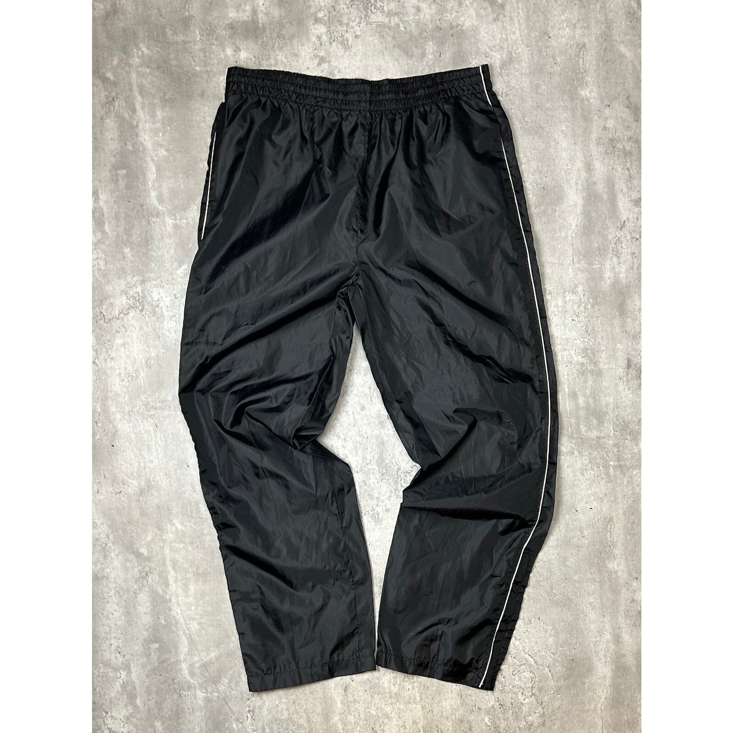 Vintage 90s Side Piping Nylon Track Pants Size Medium Black