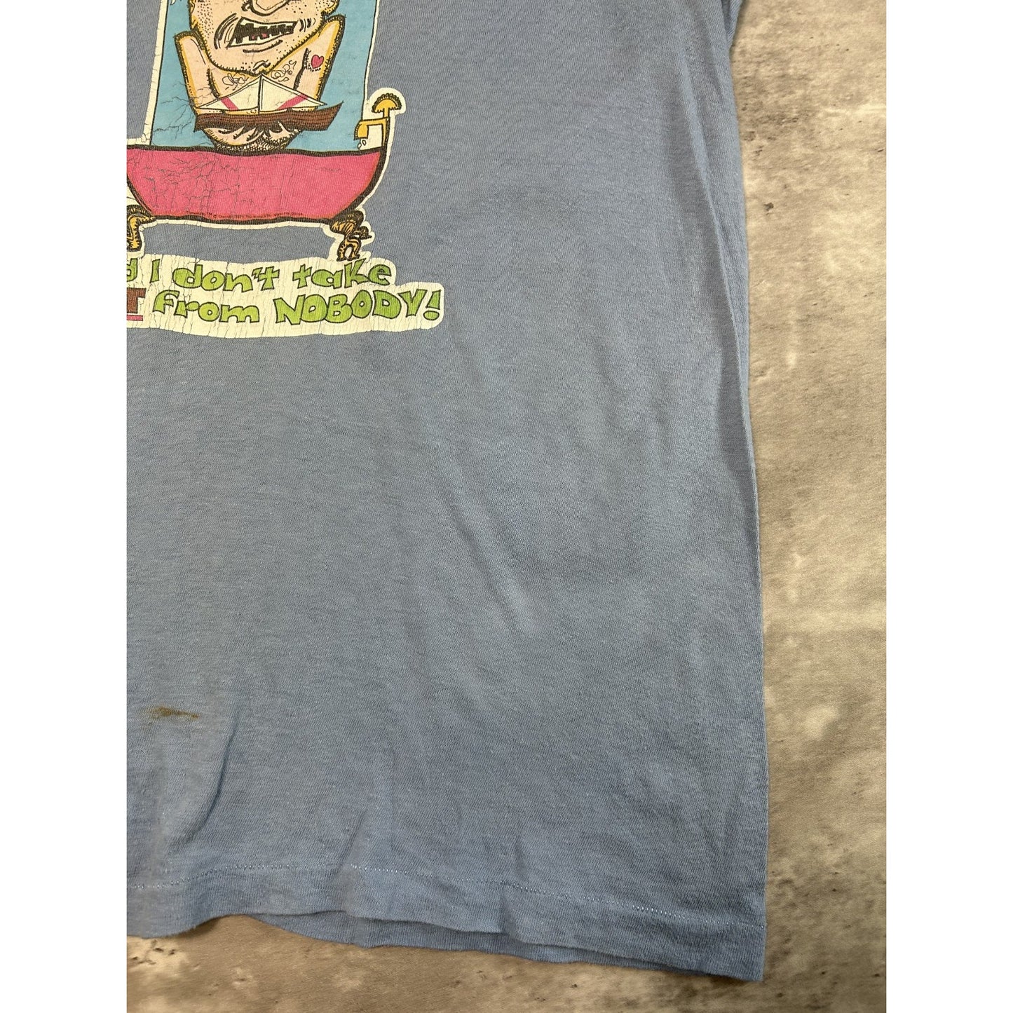 Vintage 70s Im The Captain Comedy Slogan Cartoon Graphic T-Shirt Size Medium