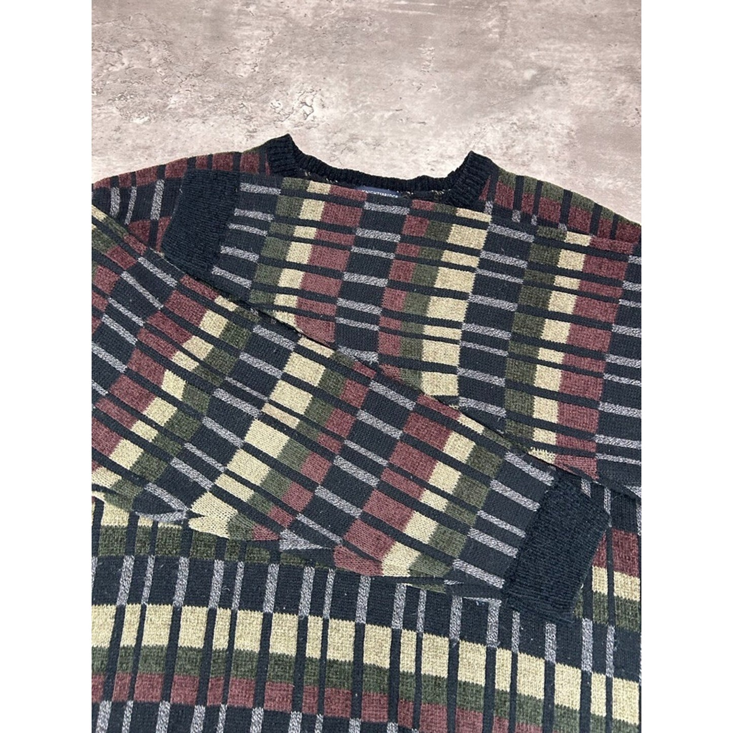 Vintage Knights Bridge Abstract Striped Pullover Knit Sweater Size Large