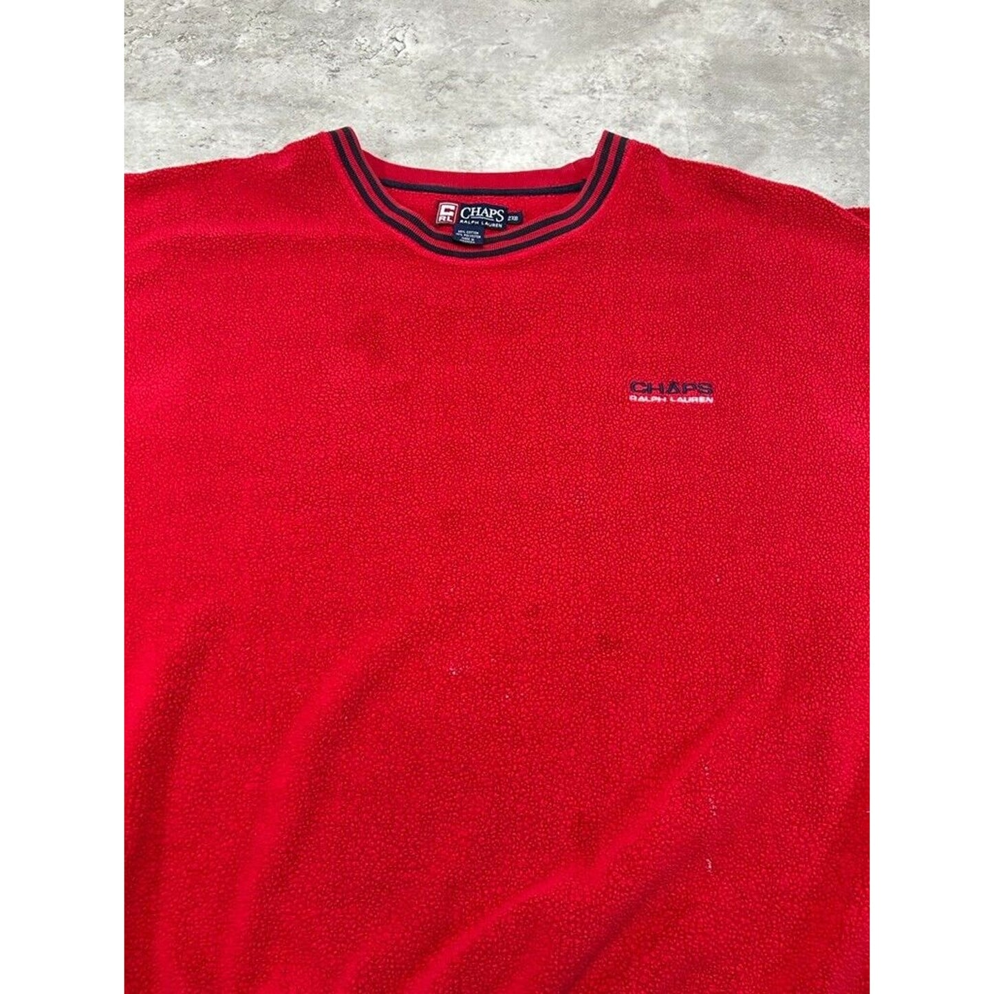Vintage Chaps Ralph Lauren Embroidered Fleece Crewneck Sweatshirt Size XXL Red
