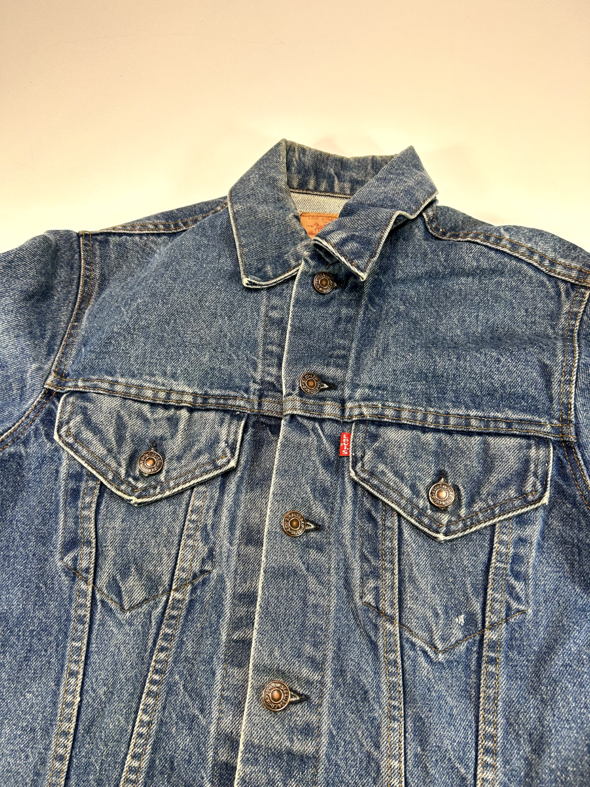 Vintage 80s Levis Medium Wash Type 3 Denim Trucker Jacket Size Small Blue
