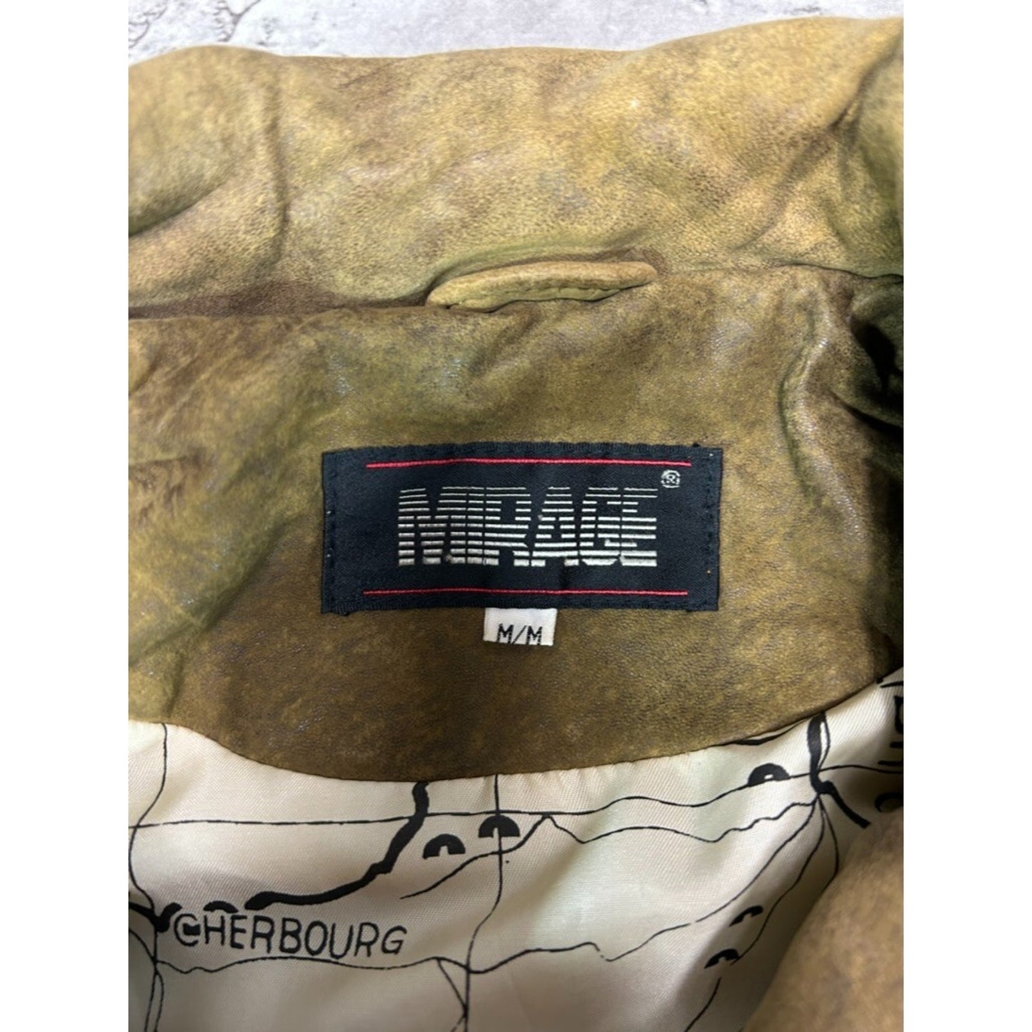 Vintage 90s Mirage Full Zip Distressed Leather Bomber Jacket Size Medium