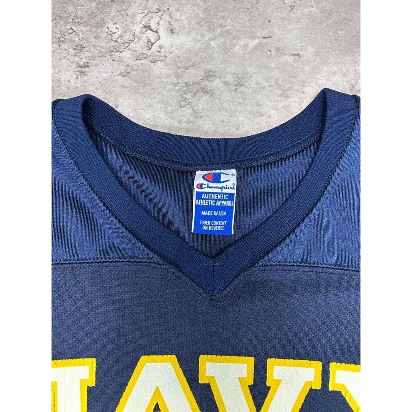 Vintage 1990s US Navy Collegiate Champion Football Jersey Size Medium Blue