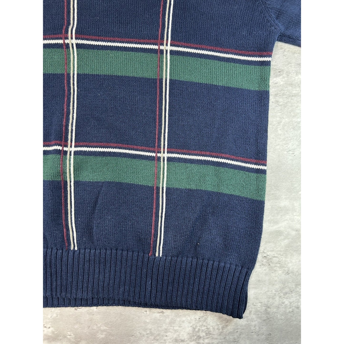 Vintage 90s Dockers Plaid Print Pullover Ribbed Knit Sweater Size XL