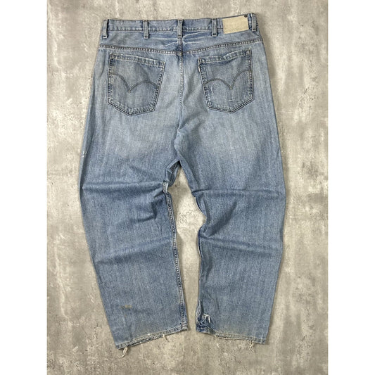 Vintage Levis Silvertab Baggy Fit Light Wash Distressed Denim Pants Size 41