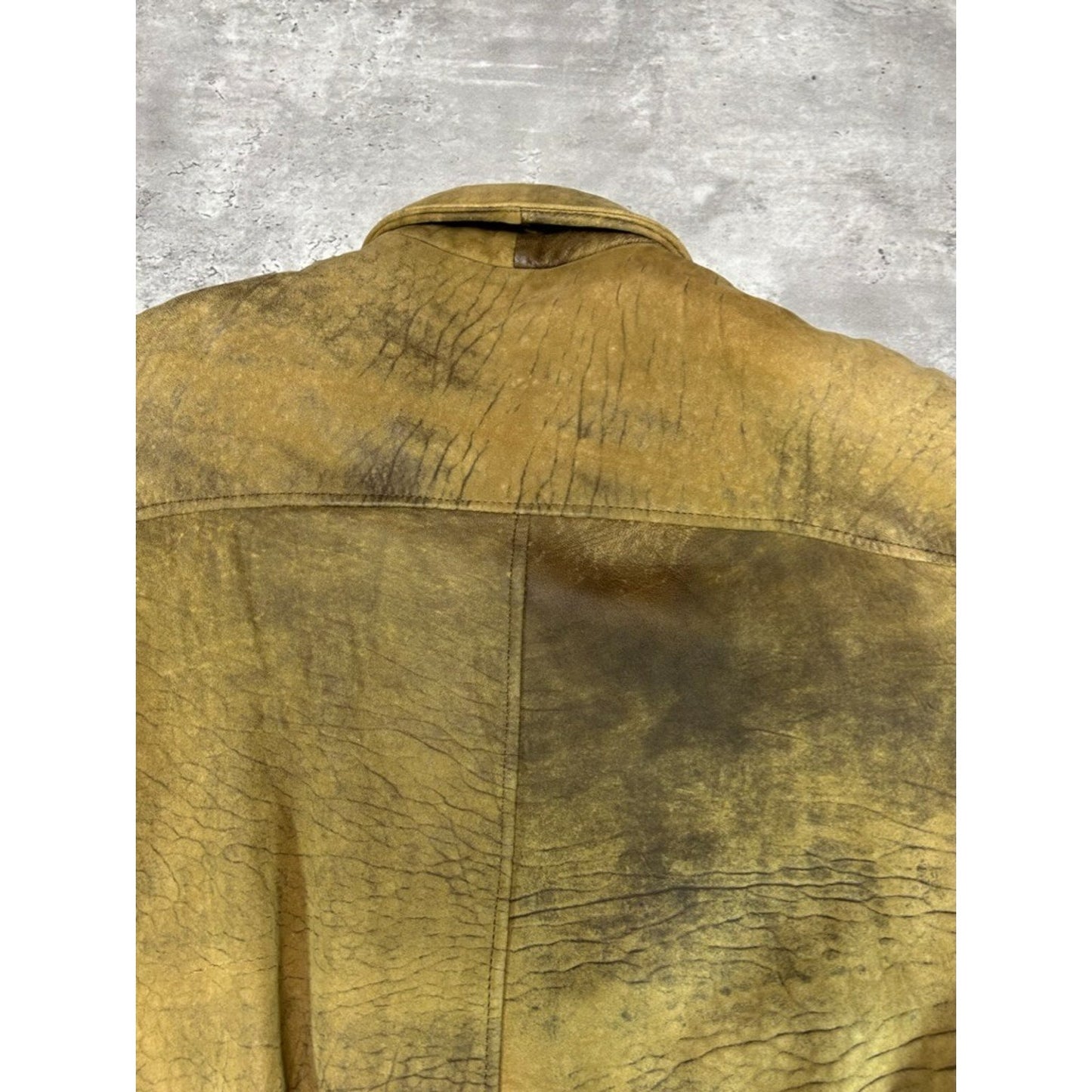 Vintage 90s Mirage Full Zip Distressed Leather Bomber Jacket Size Medium