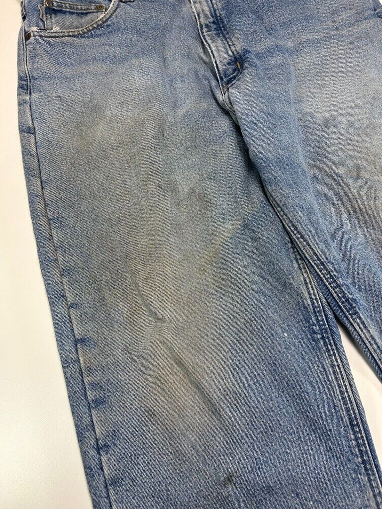 Vintage Carhartt Fleece Lined Light Wash Denin Workwear Pants Size 38