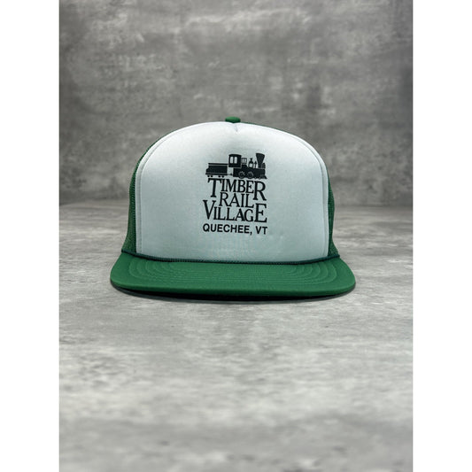 Vintage 80s Timber Trail Village Destination Spellout Trucker Snapback Hat OSFA