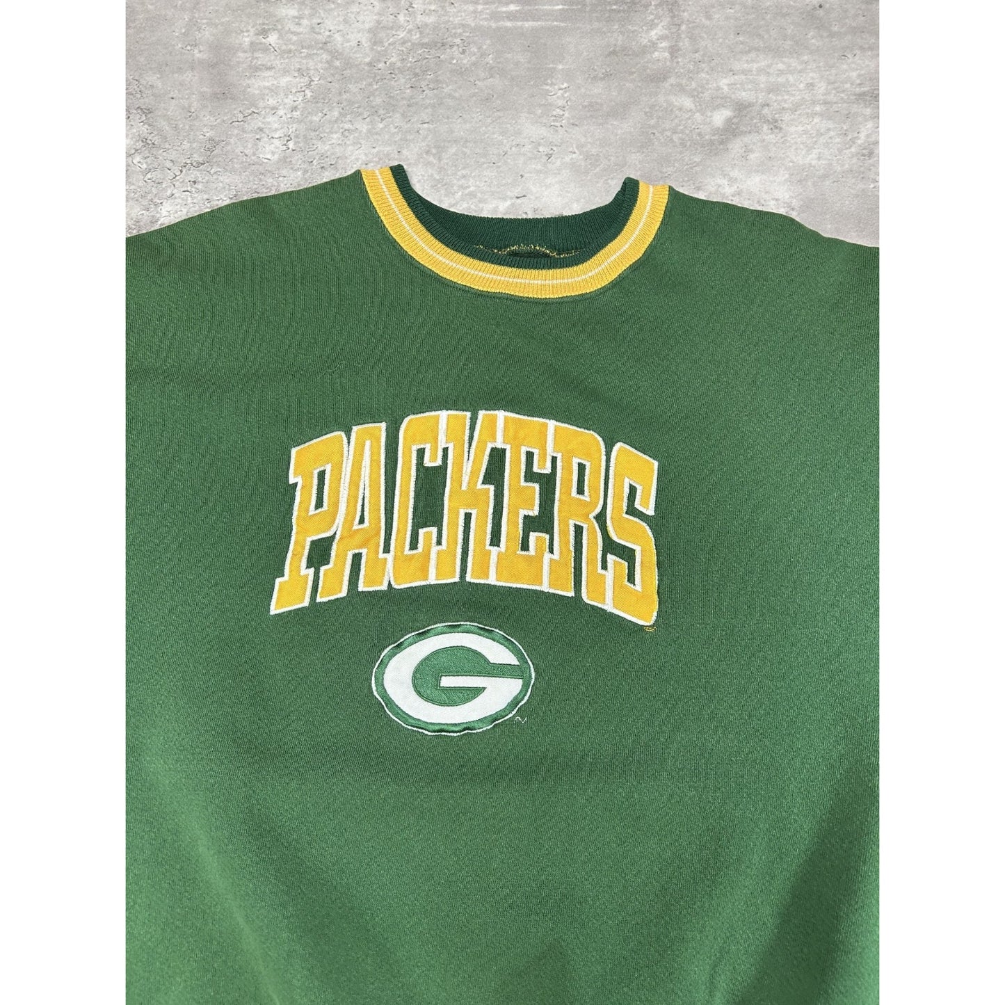 Vintage 90s Green Bay Packers NFL Embroidered Spellout Football Sweatshirt Sz XL