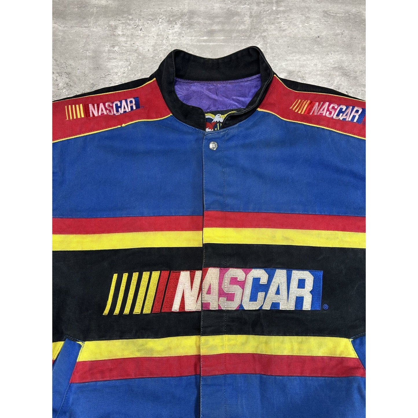 Vintage 90s Jeff Hamilton Nascar Embroidered Spellout Race Jacket Size 4XL