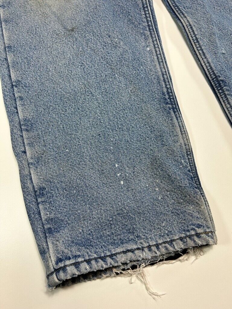 Vintage Carhartt Fleece Lined Light Wash Denin Workwear Pants Size 38