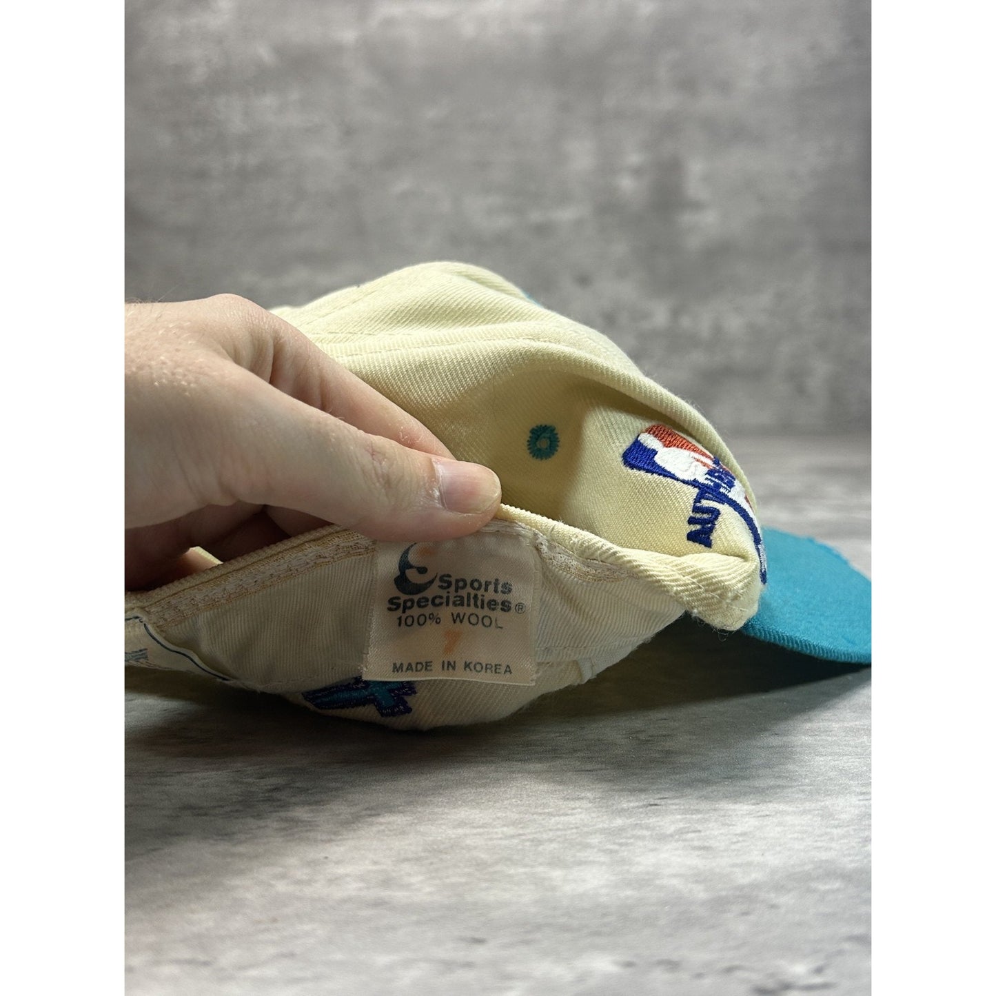 Vintage 90s Charlotte Hornets NBA Sports Specialties Back Script Fitted Hat Sz 7