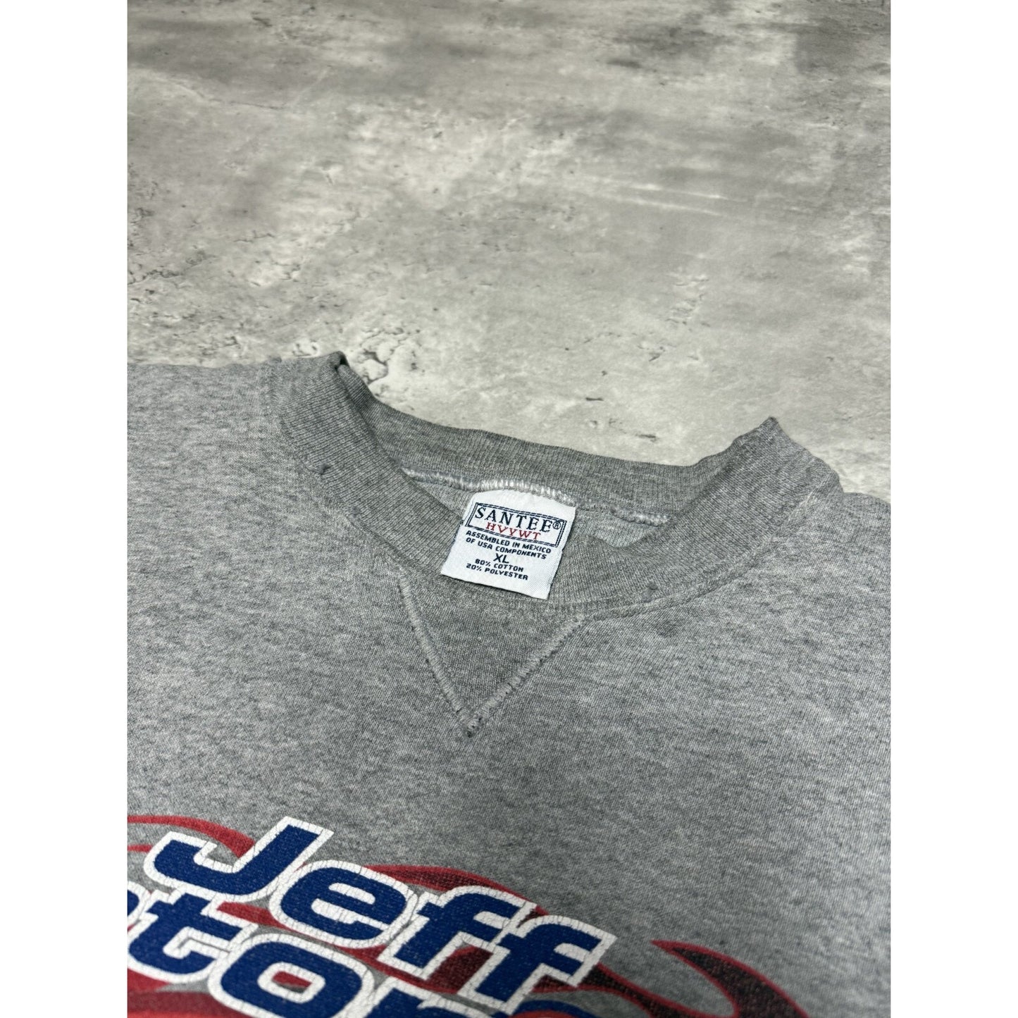 Vintage Jeff Burton #99 NASCAR Checkered Flag Graphic Sweatshirt Size XL Gray