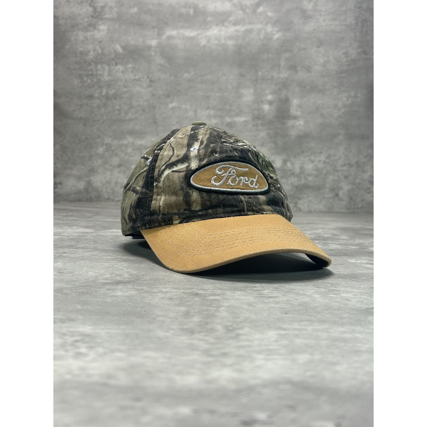 Vintage Ford Tree Camo Embroidered Logo Strapback Hat OSFA