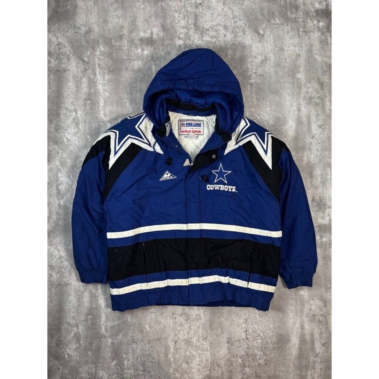 Vintage 90s Dallas Cowboys NFL Shoulder Patches Insulated Jacket Size XL Blue