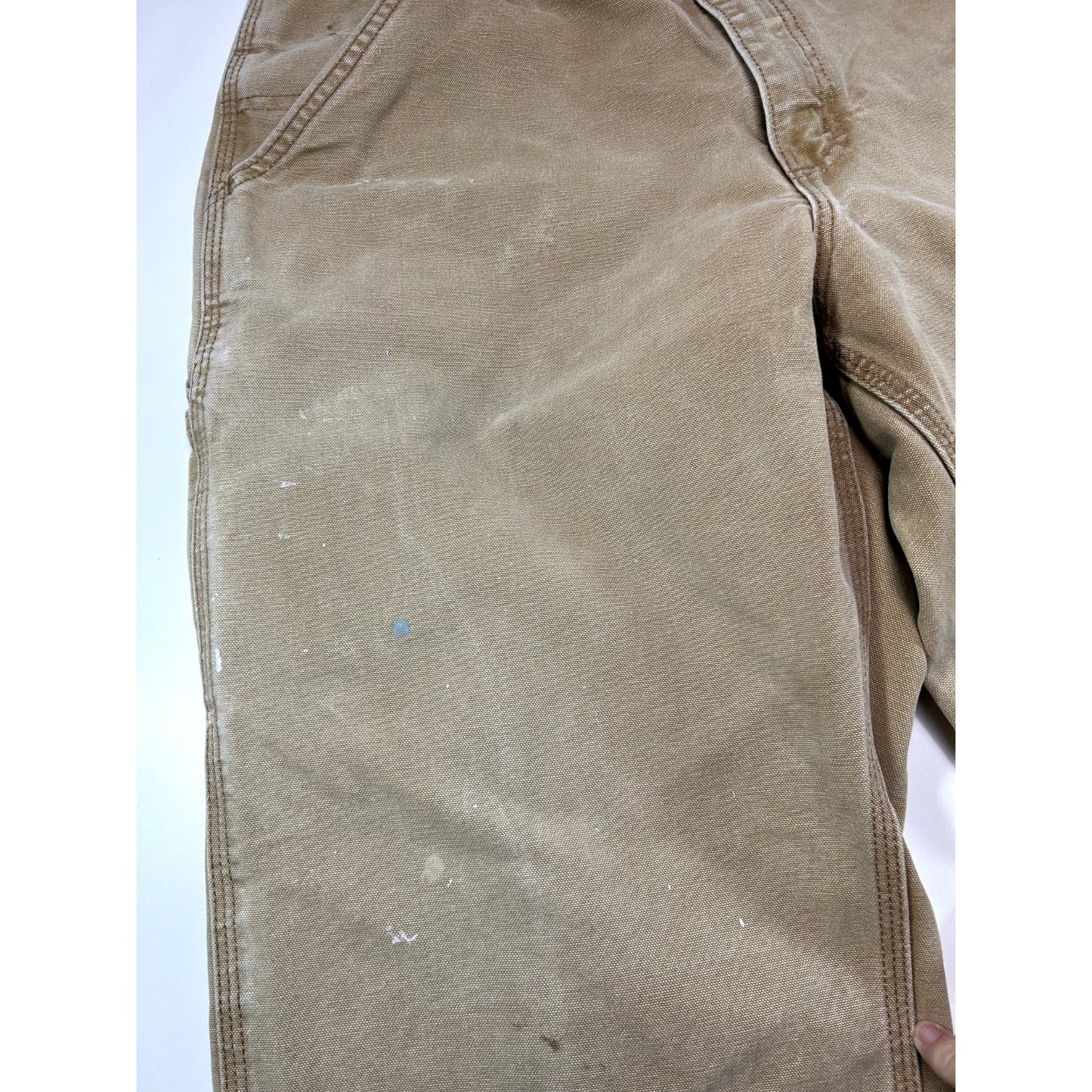 Vintage Carhartt Dungaree Fit Canvas Workwear Carpenter Pants Size 35 Beige