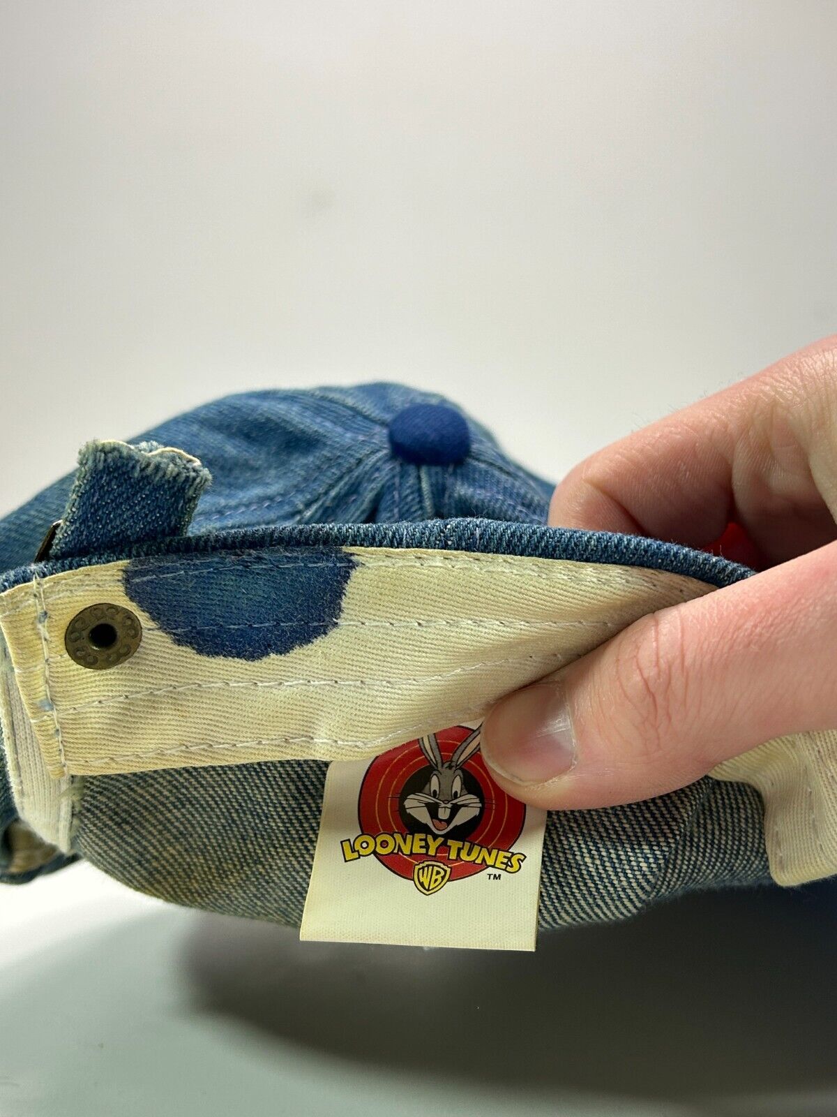 Vintage 2000 Looney Tunes Tweety Embroidered Denim Strapback Hat OSFA