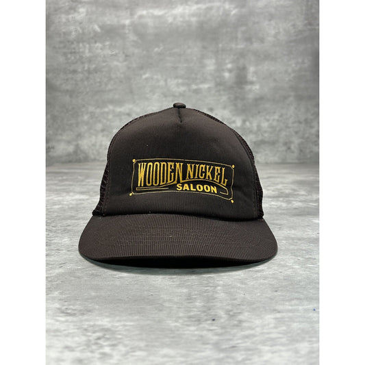 Vintage 80s/90s Wooden Nickel Saloon Embroidered Trucker Snapback Hat OSFA
