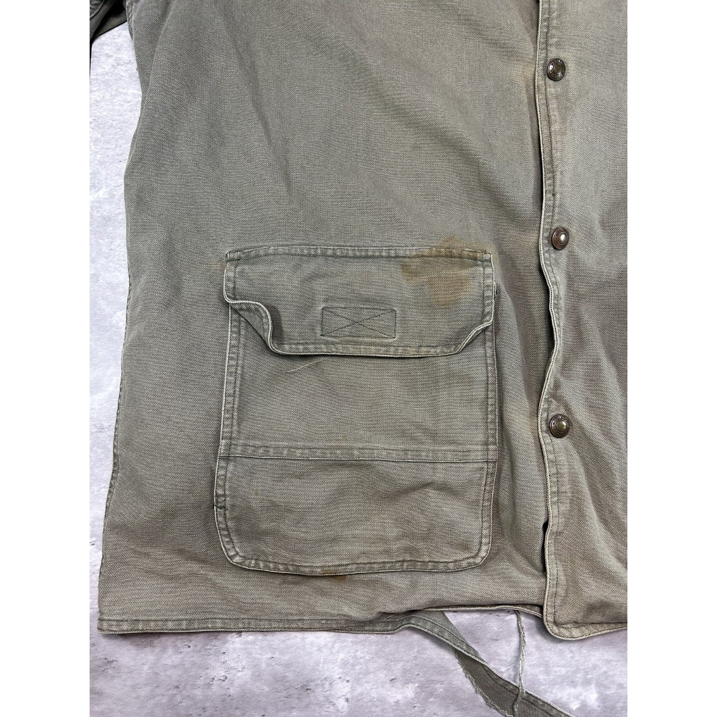 Vintage Woolrich Blanket Lined Insulated Canvas Long Jacket Size XL Green
