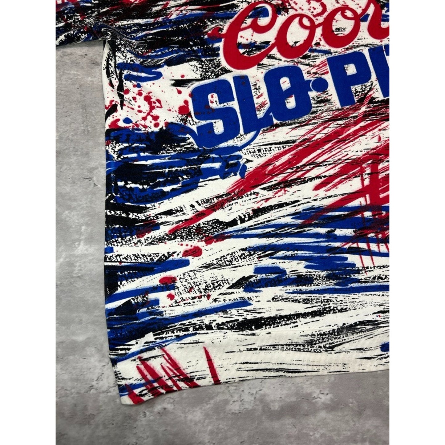 Vintage 90s Coors Slo-Pitch All Over Print Collared Pullover Sweatshirt Size Medium