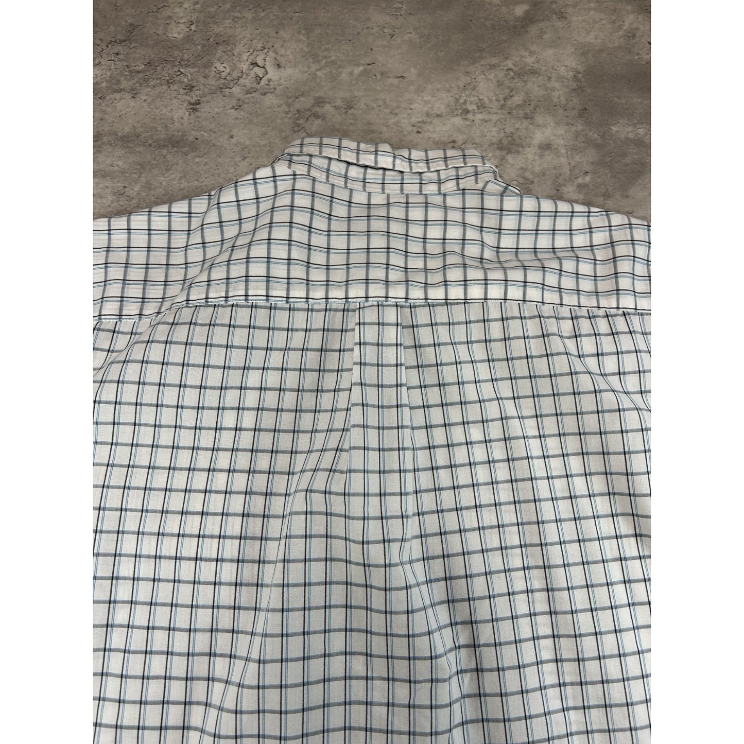 Van Heusen Plaid Print Short Sleeve Reworked Cropped Button Up Shirt Size XL